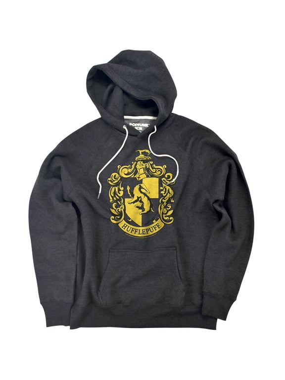 Hufflepuff Crest Unisex Adult Slim Fit Pull-Over Heather Hoodie, Charcoal, Small