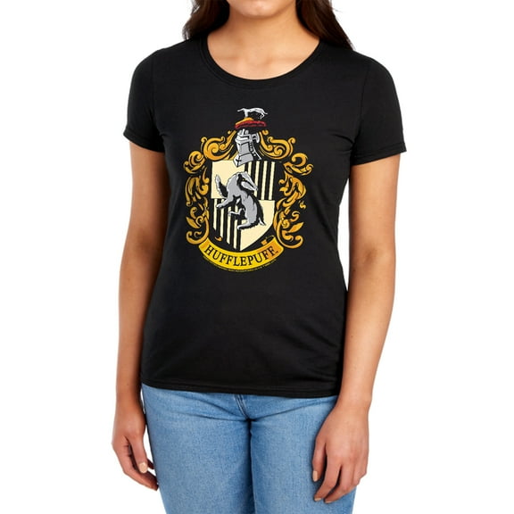 Harry Potter Hufflepuff Crest Women's T Shirt (2X-Large) Black