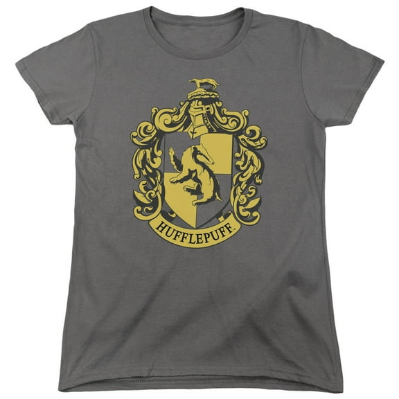 Harry Potter Hufflepuff Crest Women's T Shirt (Medium) Charcoal