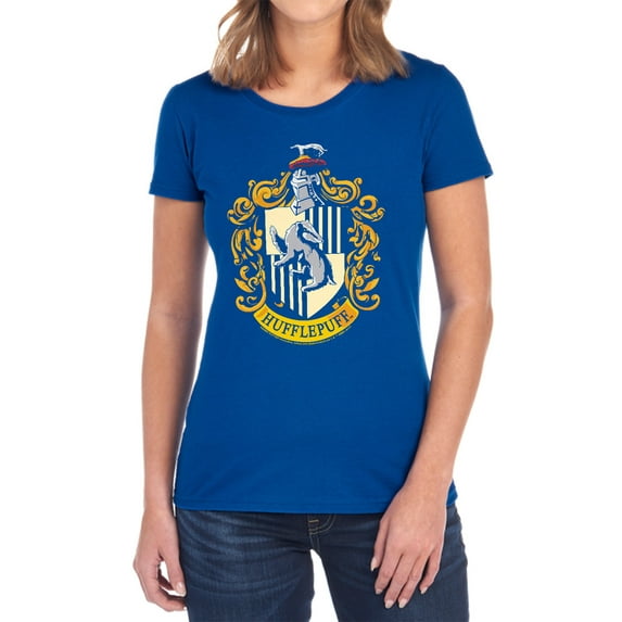 Harry Potter Hufflepuff Crest Women's T Shirt, Royal, Medium