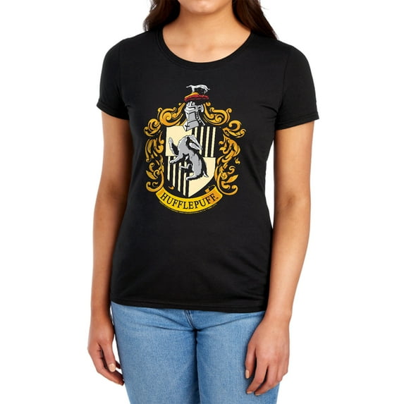 Harry Potter Hufflepuff Crest Women's T Shirt (Small) Black