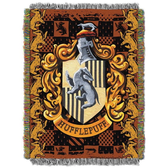 Harry Potter Hufflepuff Crest Woven Tapestry Throw Blanket