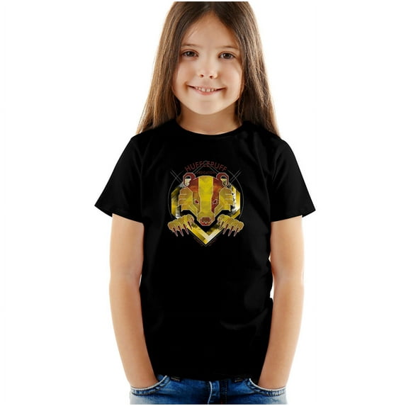 Harry Potter Hufflepuff Dedication Patience Loyalty Kids T Shirt (3) for Youth Toddler Boys and Girls, Black