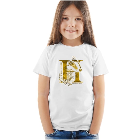 Harry Potter Hufflepuff H Logo Kids T Shirt (4) for Youth Toddler Boys and Girls, White