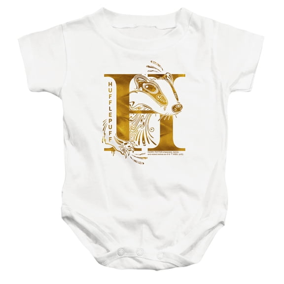 Harry Potter Hufflepuff H Logo Unisex Infant Snap Suit for Baby (18 Months) White