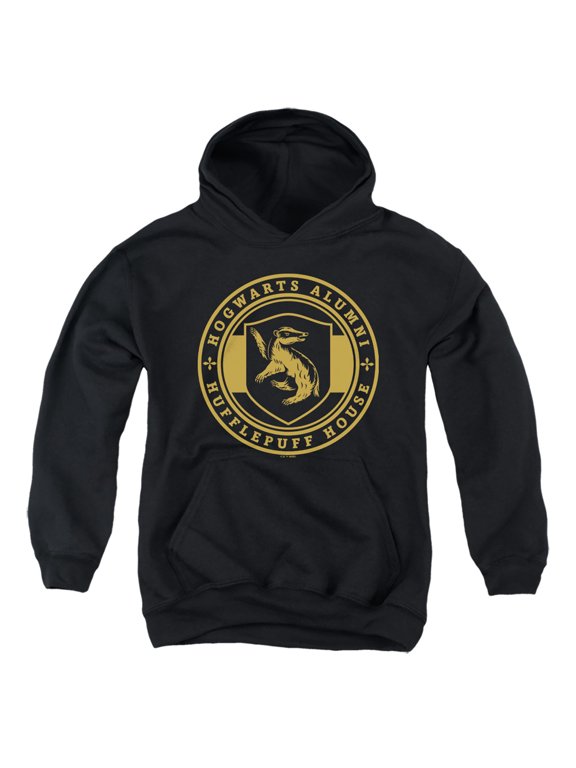 Hufflepuff House Badge Youth Kids Boy/Girls Pull-Over Hoodie, Black, Large