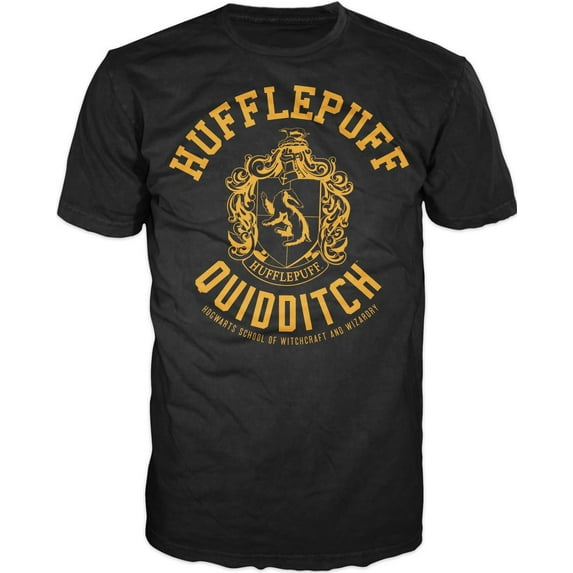 Harry Potter Hufflepuff House Quidditch Logo Mens Black Graphic Tee Shirt-3XLB