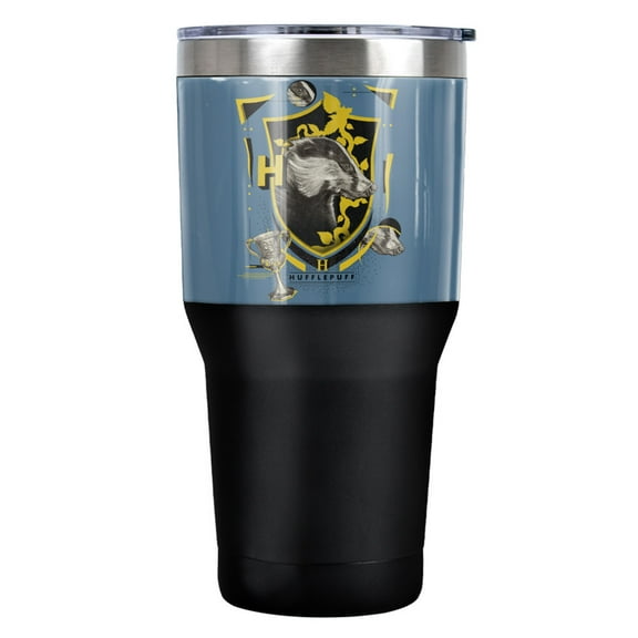 Harry Potter Hufflepuff Magicial Mischief Level Up Crest Stainless Steel Tumbler 30 oz Coffee Travel Cup, Vacuum Insulated & Double Wall with Leakproof Sliding Lid