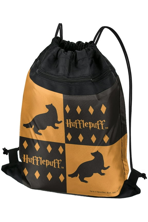 Harry Potter Hufflepuff Pattern Drawstring Backpack Sports Bag Sackpack 17" x 13", Perfect for Gym, Yoga or Practice