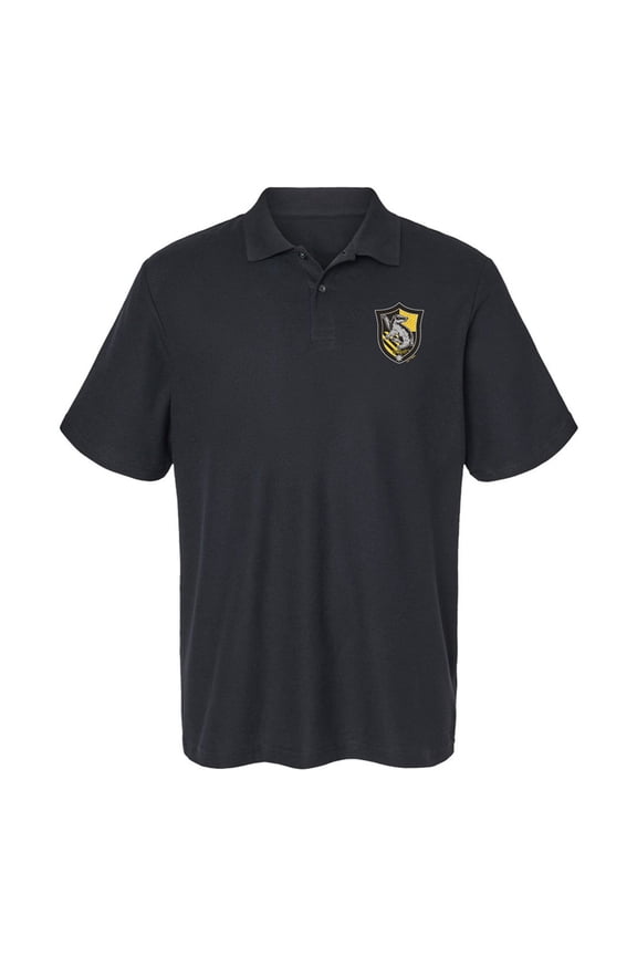 Hufflepuff Plaid Sigil Cotton Polo Shirt, Black, 2X-Large
