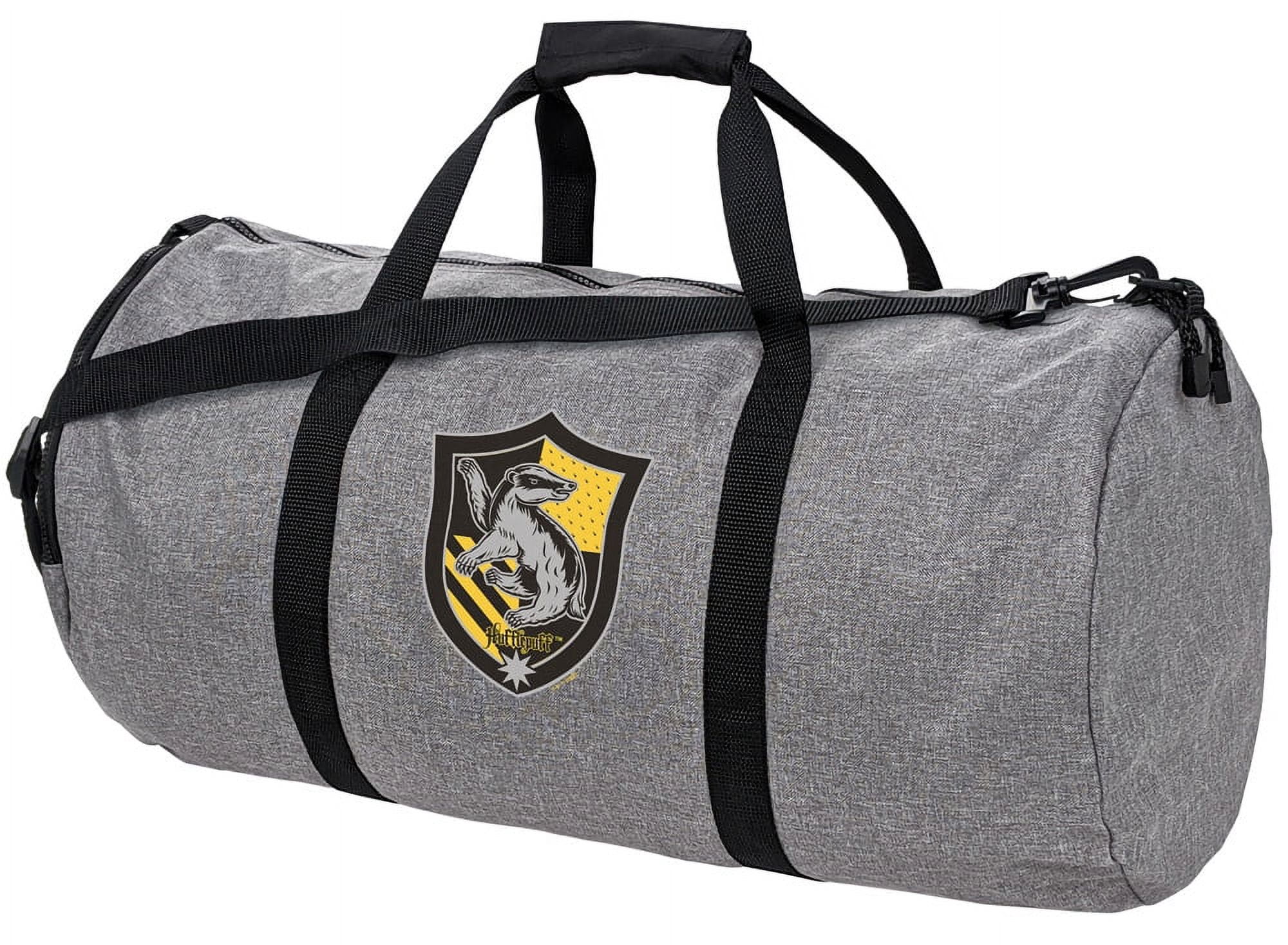 Harry Potter Hufflepuff Plaid Sigil Lightweight Duffel Bag for Sports and Gym Packable for Travel