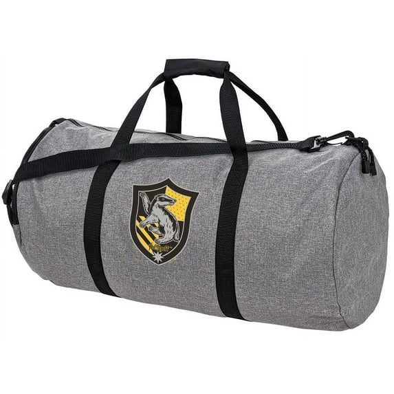 Harry Potter Hufflepuff Plaid Sigil Lightweight Duffel Bag for Sports and Gym Packable for Travel