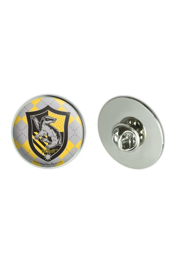Harry Potter Hufflepuff Plaid Sigil Metal 1.1" Tie Tack Hat Lapel Pin Pinback