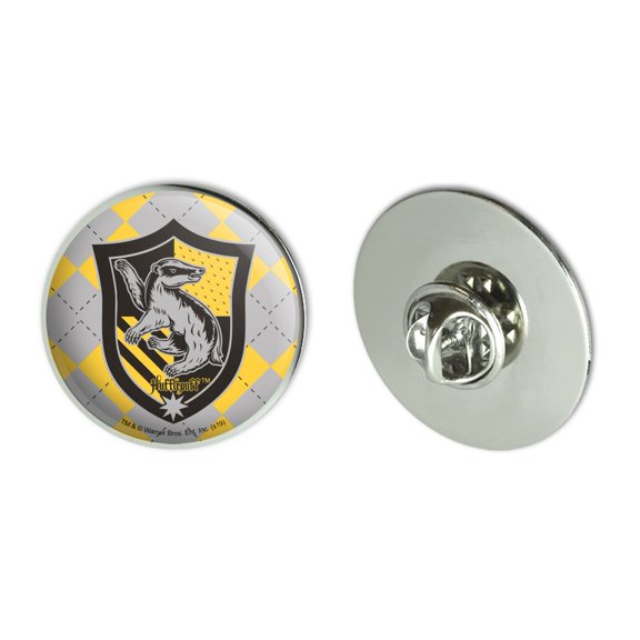 Harry Potter Hufflepuff Plaid Sigil Metal 1.1" Tie Tack Hat Lapel Pin Pinback