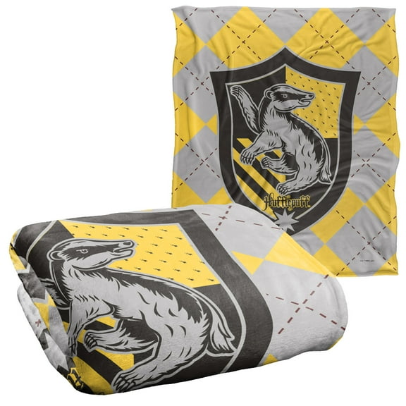 Harry Potter Hufflepuff Plaid Sigil Officially Licensed Silky Touch Super Soft Throw Blanket 50' x 60'