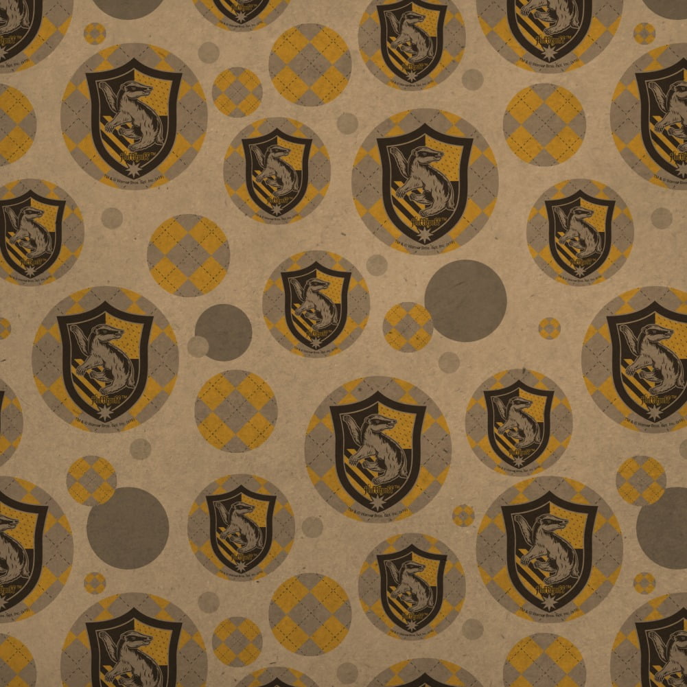 Harry Potter Hufflepuff Plaid Sigil Premium Kraft Gift Wrap Wrapping Paper Roll