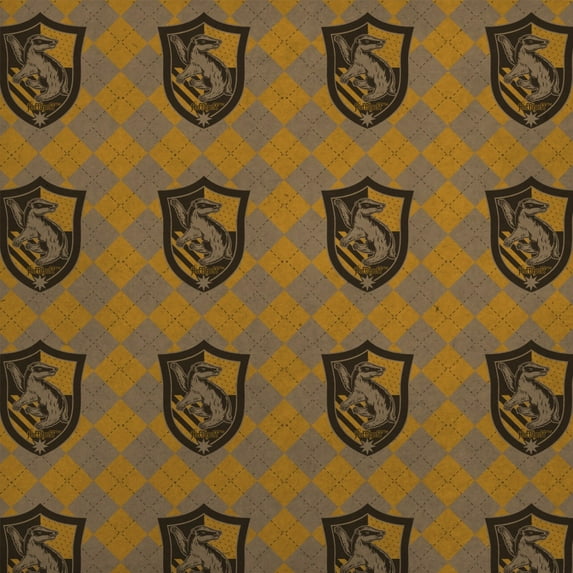 Harry Potter Hufflepuff Plaid Sigil Premium Kraft Roll Gift Wrap Wrapping Paper