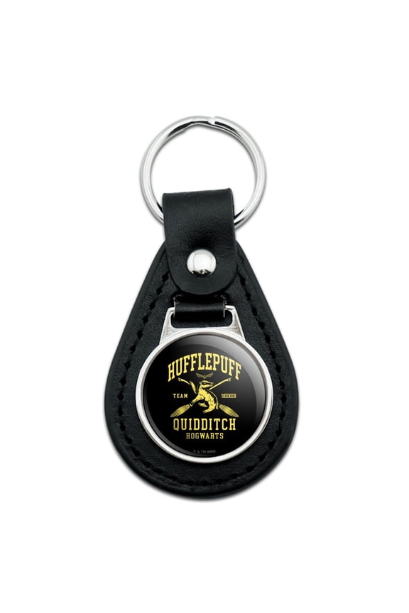 Harry Potter Hufflepuff Quidditch Arch Black Leather Keychain