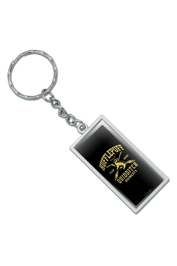Harry Potter Hufflepuff Quidditch Arch Rectangle Keychain in Chrome Plated Metal