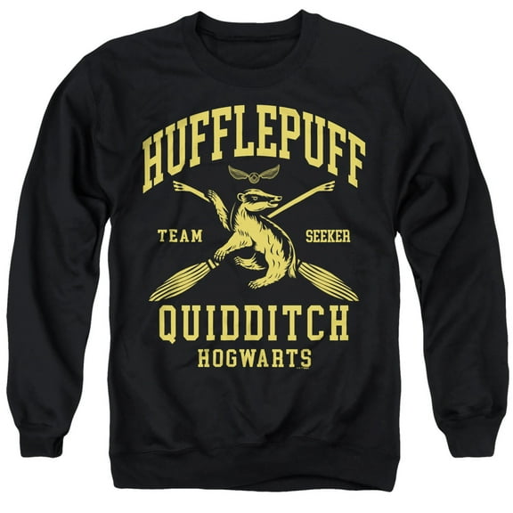 Harry Potter Hufflepuff Quidditch Arch Unisex Adult Crewneck Sweatshirt, Black, 2X-Large