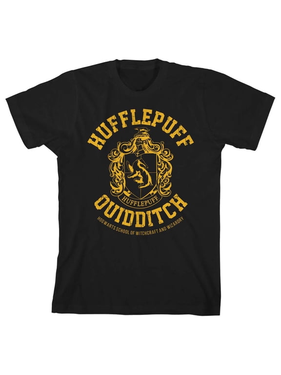 Harry Potter Hufflepuff Quidditch Boy's Black Tee-M