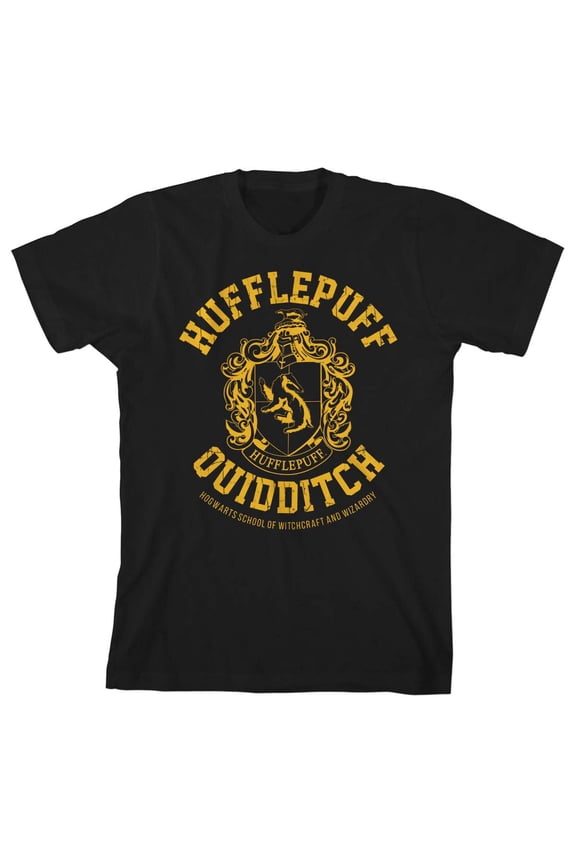 Harry Potter Hufflepuff Quidditch Boy's Black Tee-M