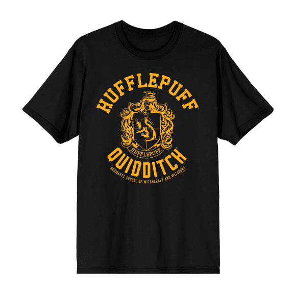 Harry Potter Hufflepuff Quidditch Crest Crew Neck Short Sleeve Men's T-shirt-Medium