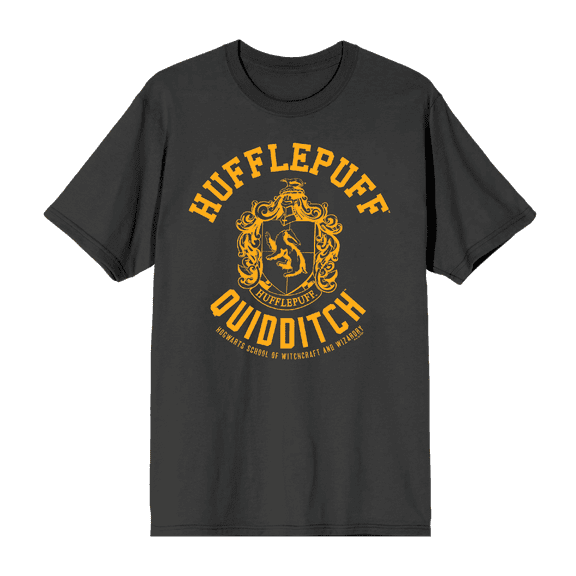 Harry Potter Hufflepuff Quidditch Crest Crew Neck Short Sleeve Men's T-shirt-Medium