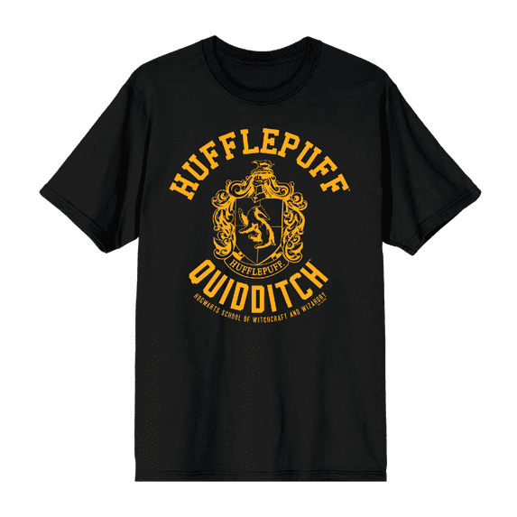 Harry Potter Hufflepuff Quidditch Crest Crew Neck Short Sleeve Men's T-shirt-XS