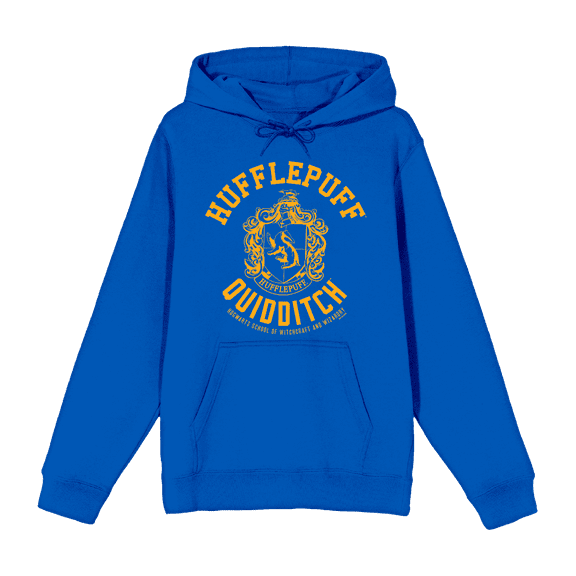 Harry Potter Hufflepuff Quidditch Crest Long Sleeve Unisex Adult Hooded Sweatshirt-Medium