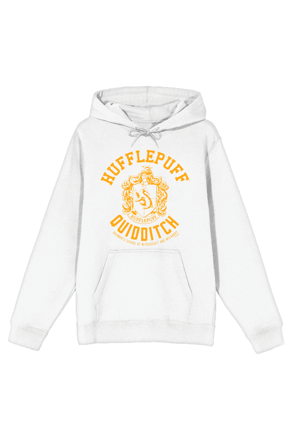 Harry Potter Hufflepuff Quidditch Crest Long Sleeve Unisex Adult Hooded Sweatshirt-Small