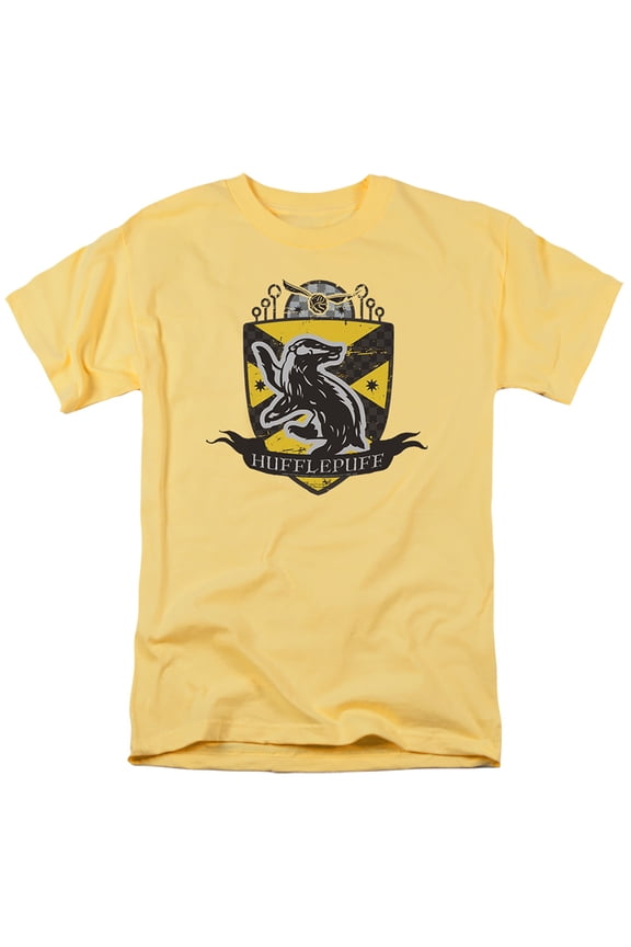 Hufflepuff Quidditch Crest Unisex Adult T Shirt, Banana, X-Large