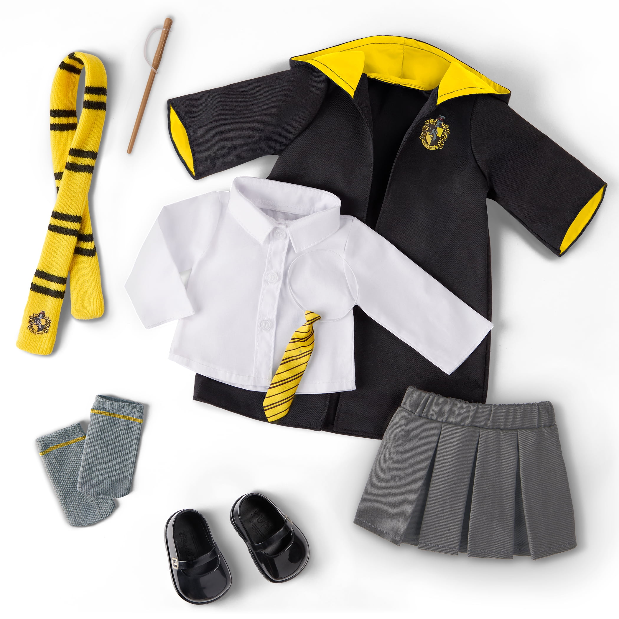 Harry Potter ™ Hufflepuff ™ School Uniform with Wand for 18inch Dolls Toys Kids 5 Years +  (图1)