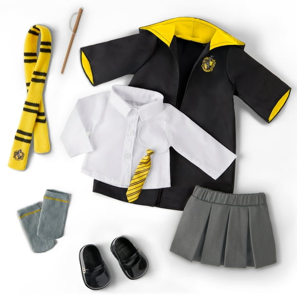 Harry Potter  Hufflepuff  School Uniform with Wand for 18-inch Dolls Toys Kids 5 Years +