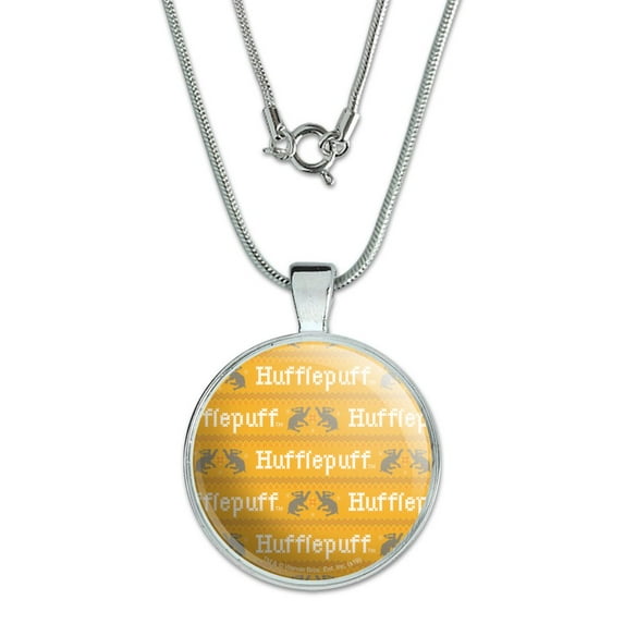Harry Potter Hufflepuff Sweater with Words Pattern 1" Pendant with Sterling Silver Plated Chain