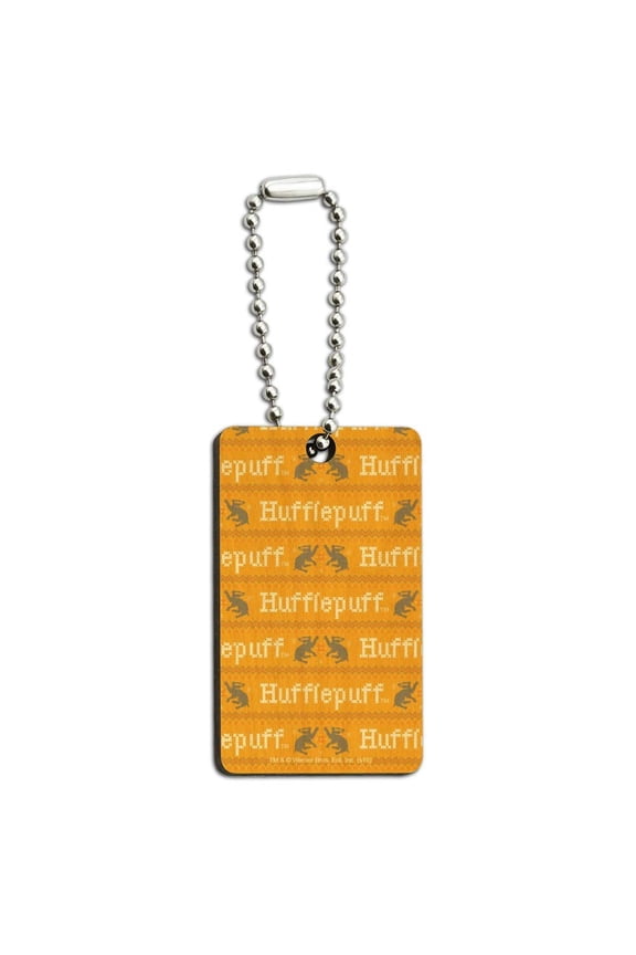 Harry Potter Hufflepuff Sweater with Words Pattern Wood Wooden Rectangle Keychain Key Ring