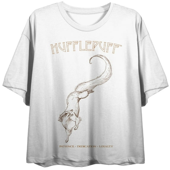 Harry Potter Hufflepuff Traits Juniors White Boyfriend Crop T-shirt-XL