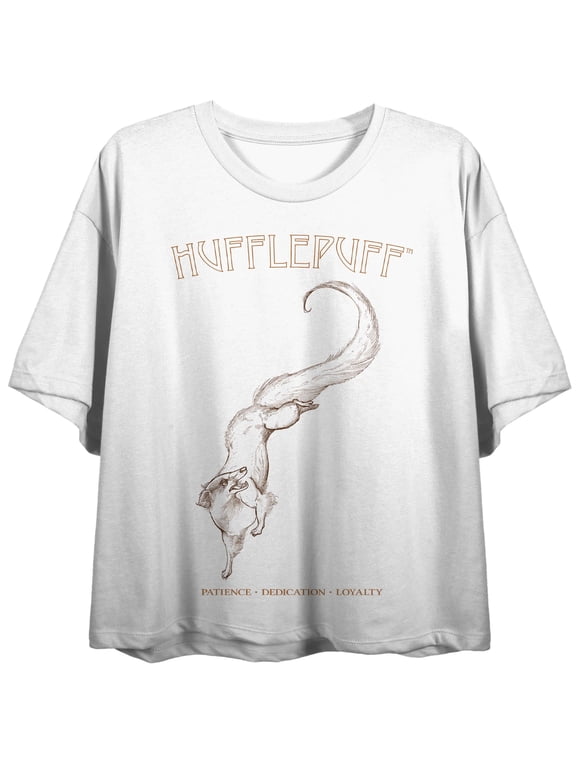 Harry Potter Hufflepuff Traits Juniors White Boyfriend Crop T-shirt-XS