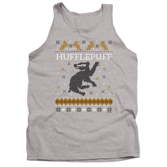 Harry Potter Hufflepuff Ugly Christmas Unisex Adult Tank Top,Athletic Heather, Large