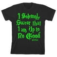 thumbnail image 1 of Harry Potter I Solemnly Swear Neon Green Text Boy's Graphic Printed Black T-shirt-Large, 1 of 4