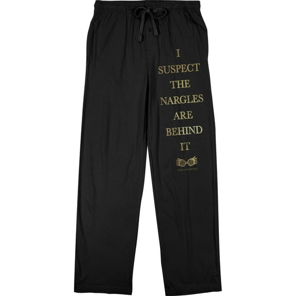 Harry Potter I Suspect the Nargles are Behind It Men's Black Graphic Sleep Pajama Pants-Large