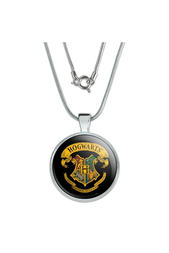Harry Potter Ilustrated Hogwart's Crest 1" Pendant with Sterling Silver Plated Chain