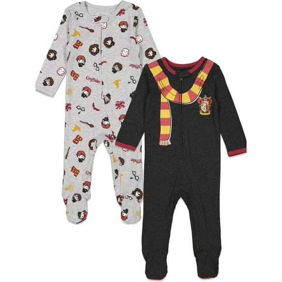 Harry Potter Infant Baby Boys 2 Pack Zip Up Sleep N' Play Coveralls Newborn to Infant