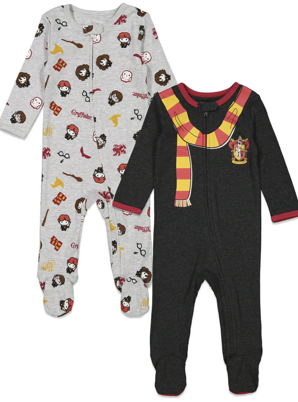Harry Potter Infant Baby Boys 2 Pack Zip Up Sleep N' Play Coveralls Newborn to Infant
