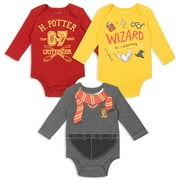 Harry Potter Infant Baby Boys 3 Pack Bodysuits Newborn to Infant