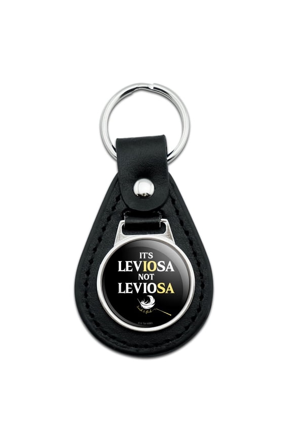 Harry Potter It's LevIOsa Not LevioSA Black Leather Keychain