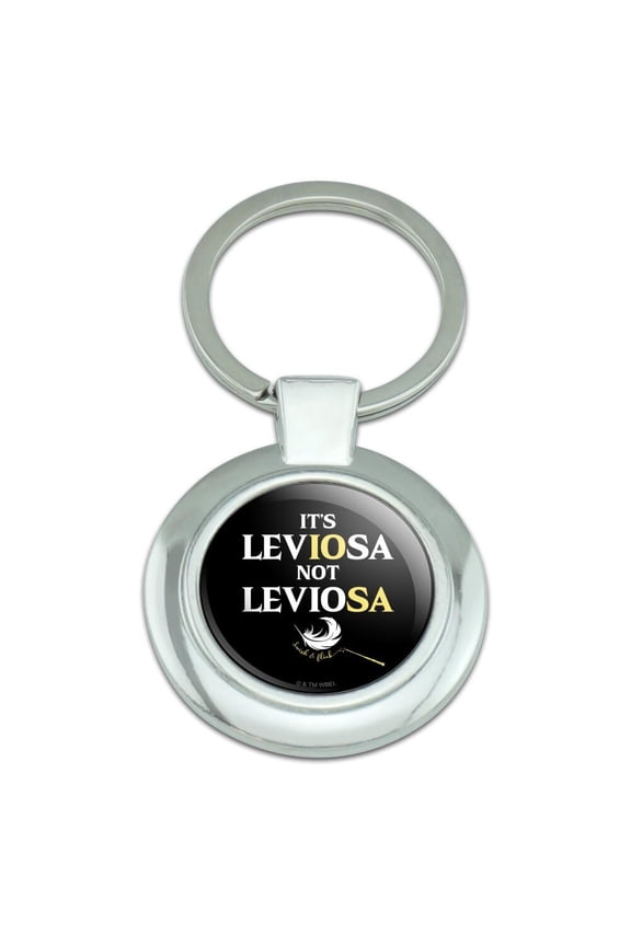 Harry Potter It's LevIOsa Not LevioSA Keychain Classy Round Chrome Plated Metal