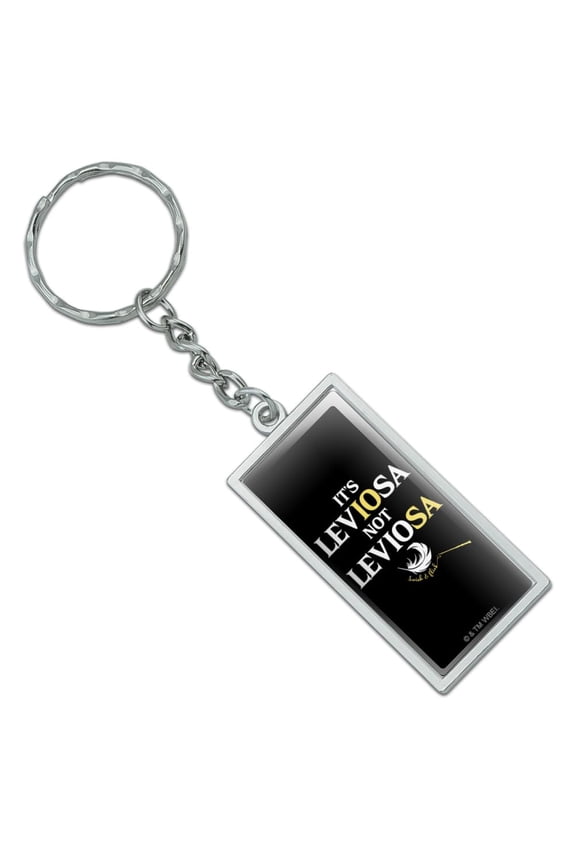Harry Potter It's LevIOsa Not LevioSA Rectangle Keychain in Chrome Plated Metal
