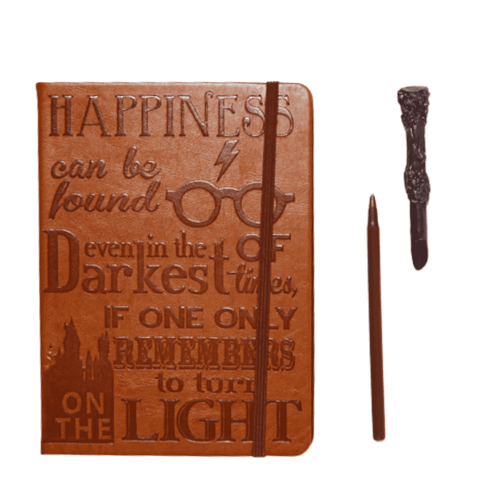 Harry Potter Journal Notebook with Wand Pen Faux Leather Writing Journal Set 8 x 6 in