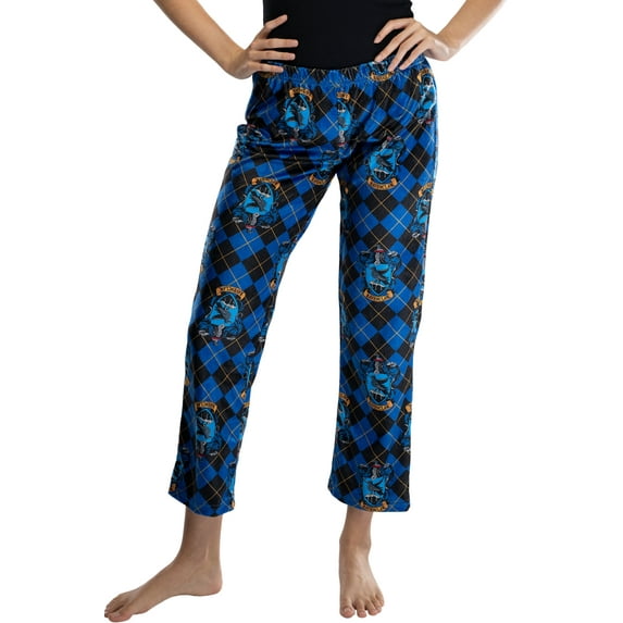 Harry Potter Junior Women's Hogwarts Houses Crest Cropped Lounge Pajama Pants Ravenclaw Hufflepuff Gryffindor Slytherin